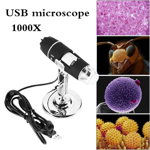 lifcasual Digital Zoom Microscope USB Handheld & Desktop Magnifier 0.3MP Camera Magnifying Glass 1000X Magnification Compatible for Windows/Mac System Black with Stand and 8-LED Light 